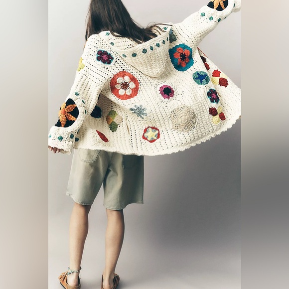 NWT Free People Star Crochet Hoodie, XS/S - Picture 4 of 13